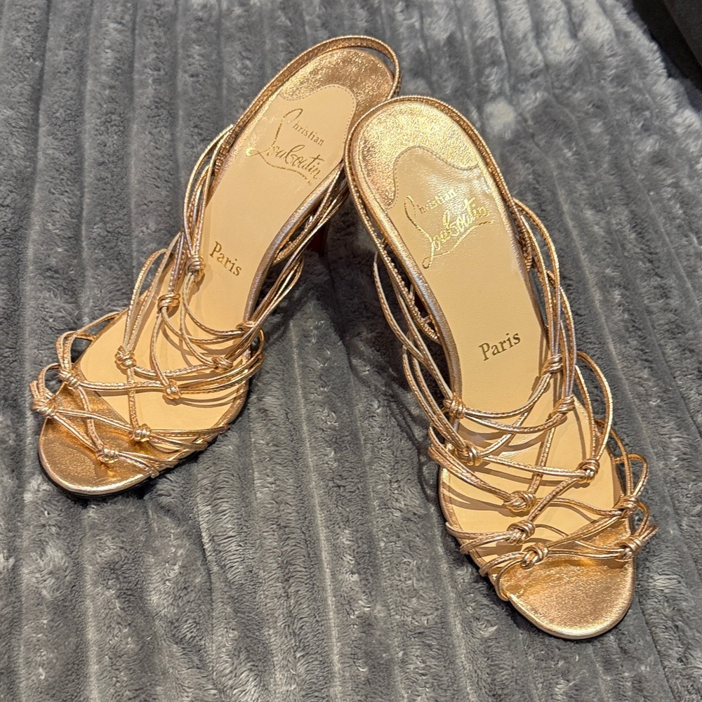 Christian Louboutin Metallic Gold Strappy Heels